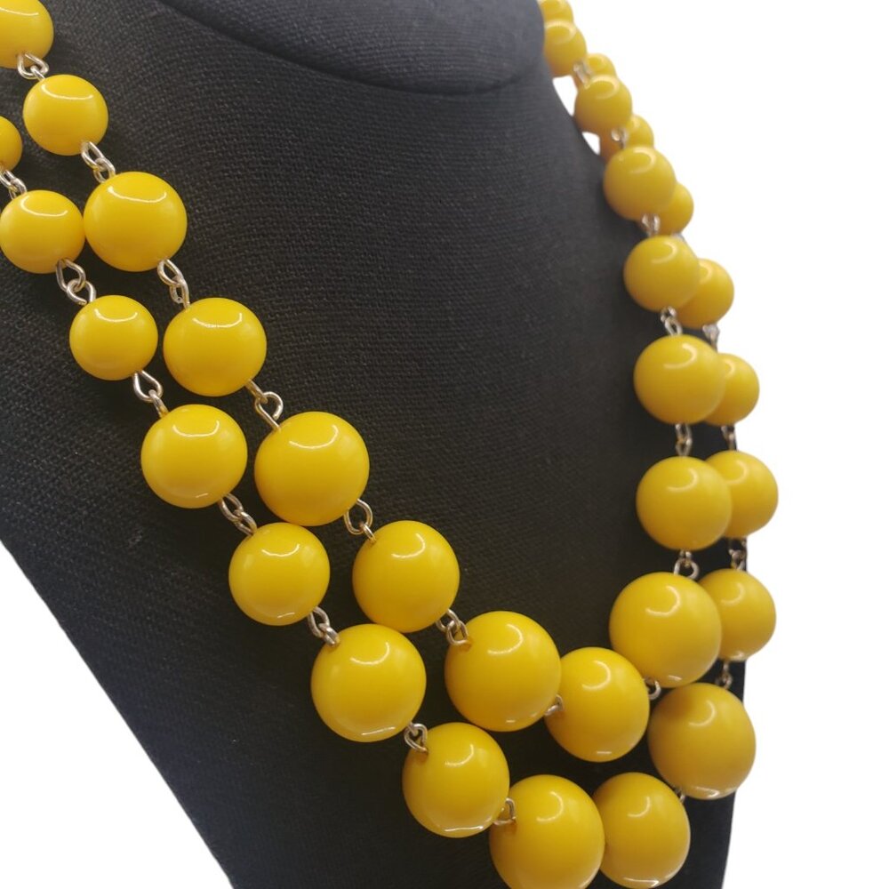 Retro Sunshiny Yellow Bubble Gum Graduated Beaded Chocker - Picture 7 of 11